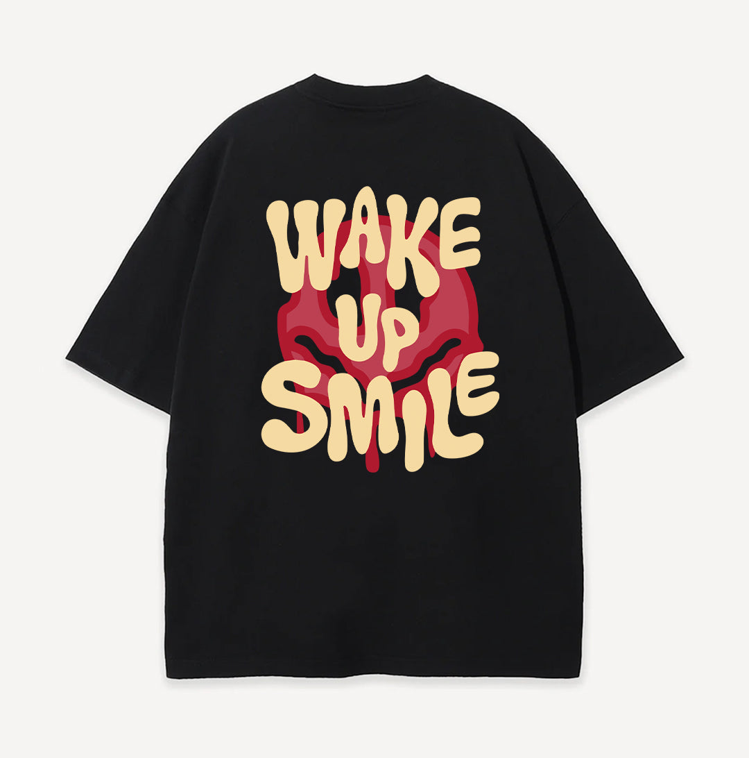 Wake Up Smile - Siyah Tişört