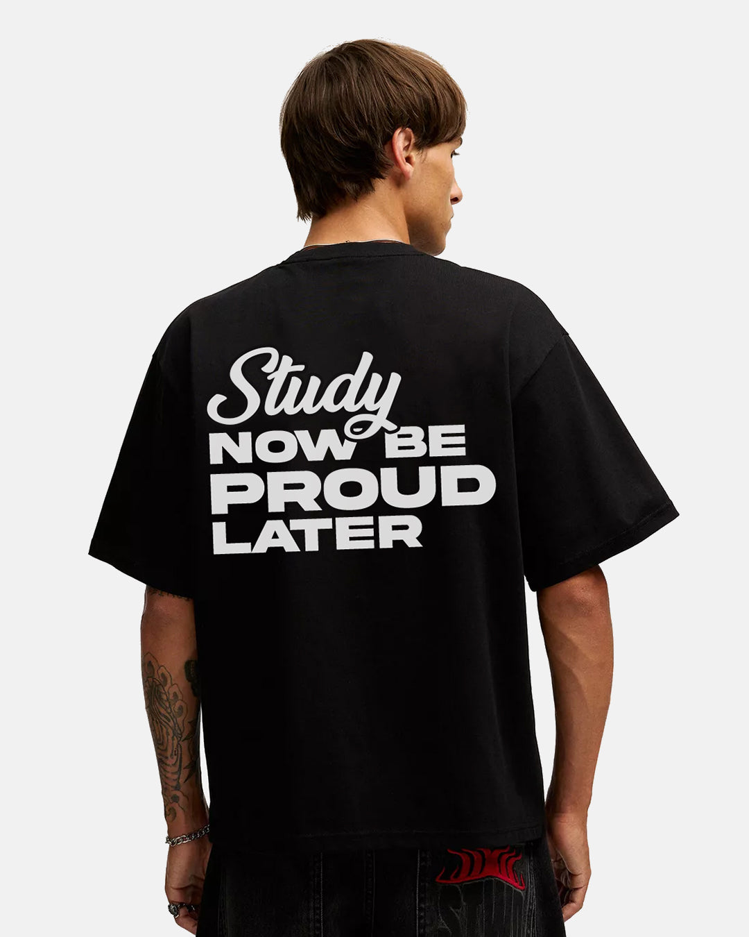 Study Now Be Proud Later - Siyah Oversize Tişört